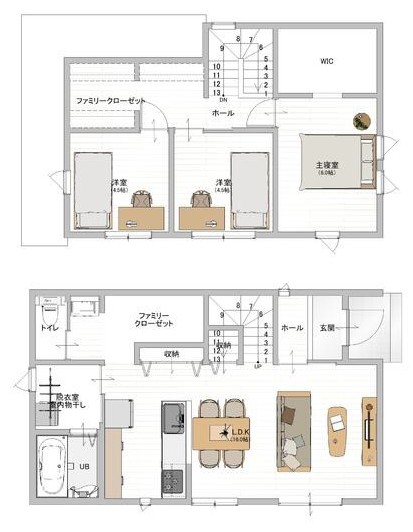 いろは.いえ 間取り例 2階建て・27坪