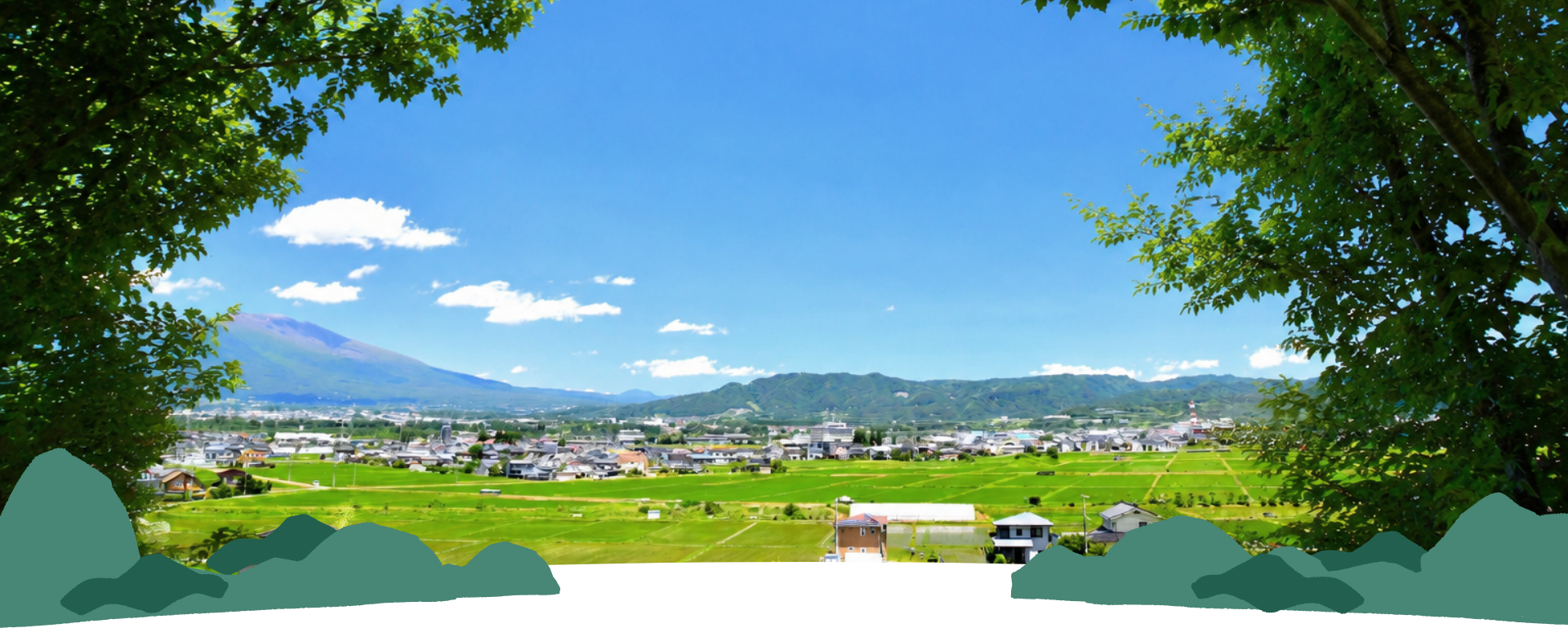 津軽の田園と街並みの風景